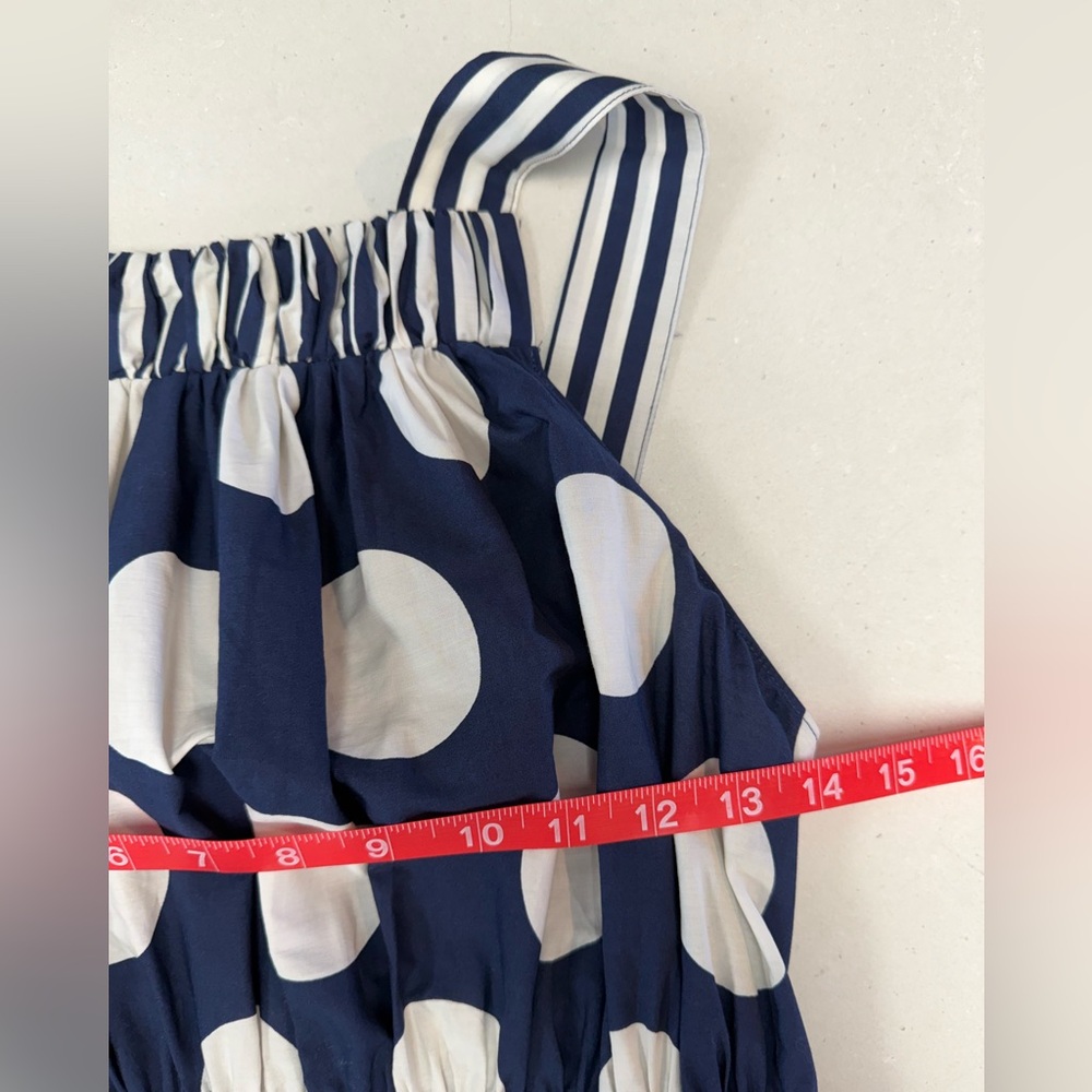 Anthropologie The Somerset Maxi Dress Poplin Tiered Cotton Navy Dot - Picture 10 of 11
